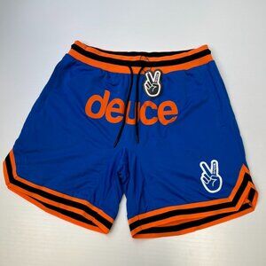 Deuce Short Men Medium Basketball Mesh Spell Out 31x7 Peace Party Gym Core Ne